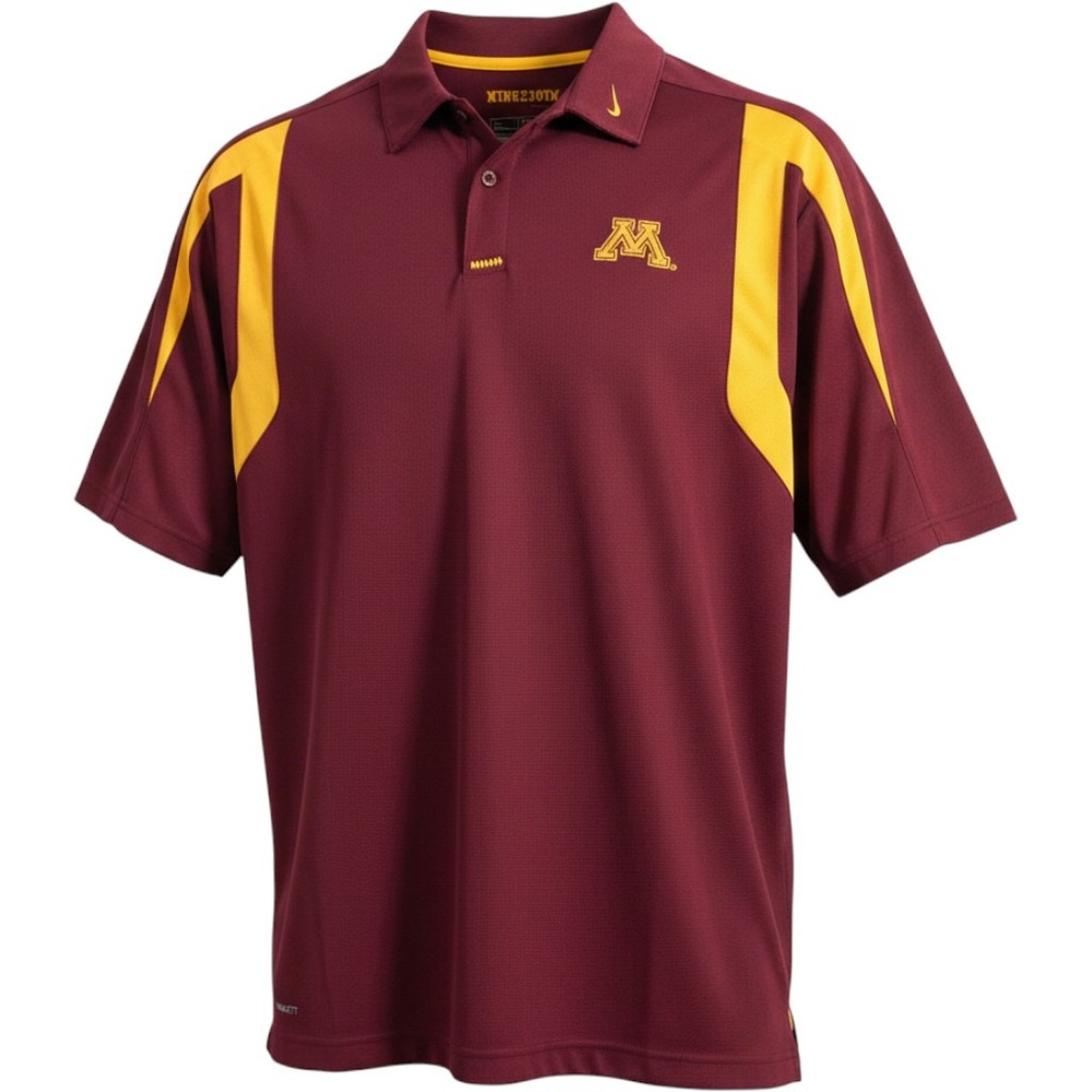 Nike Team Minnesota Golden Gophers Polo Mens XXL Maroon Gold NikeFIT Sporty